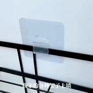 5Pcs Transparent Self-Adhesive Shelf Hooks Clear Wall Mounted Holder Punch-free Storage Hanging Hooks Waterproof Traceless Adhesive Hooks Household Kitchen Bathroom Rack Storage Hook