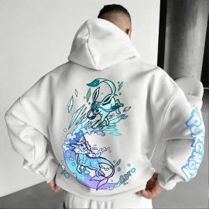 Bandai | Pokémon Anime Painted Hoodie 2025 Autumn/Winter New Collection Glaceon Printed American Casual Loose Parent Child Sweater Top