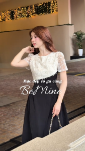 [ DUY NHẤT 15-17.10-VOUCHER 40K ]Đầm thiết kế BEMINE cổ tròn phối ren hoa dáng chữ A phù hợp đi làm-B642