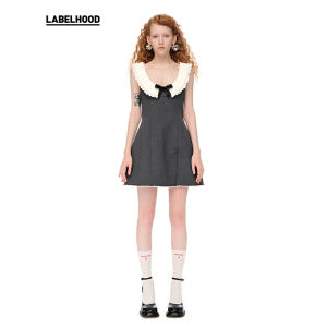 Waist-tightening Sleeveless Peter Pan Collar Dress