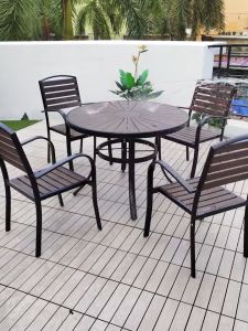 Bộ Bàn Ghế Sân Vườn Ngoài Trời D100 Nan Composite