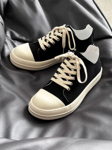 Ro Low Ankle Thick Sole Big Head Canvas Shoes Mens Cleanfit Work Clothing Derby Shoes American Milk Fragrance Bottom Casual Board Shoes Tide