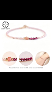 Lucky Charm Natural Strawberry Pink Crystal Bracelet Fashion Jewelry SL04 With Jewelry Box