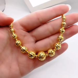 Rantai Leher Choker Biji Bola 21.56g Emas 916 Yon Hing