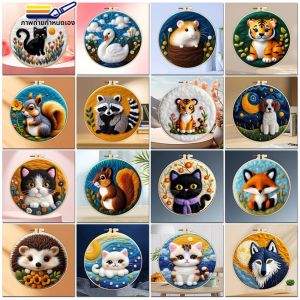 PhotoCustom 20x20 ซม.Felting ชุดเข็ม Felting เข็มกรอบเข็ม Felting Cat ชุด Felt DIY แพคเกจผ้าขนสัตว์ Felt ตกแต่ง