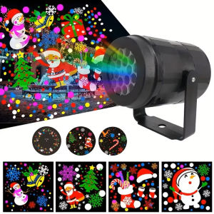 LED Christmas projection light 360° rotating family party atmosphere light outdoor 16-pattern festival stage light LED light