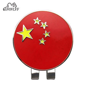 Golf Cap Clip With Chinese National Flag Pattern Mark Magnetic Cap Clip Ball Position Mark Golf Accessories