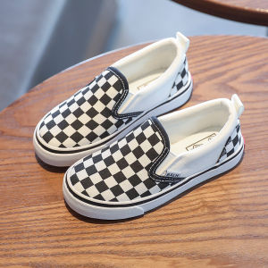 New Arrival Childrens Slip-On Canvas Shoes Summer Boys Footwear Checkered Trendy Kids Trainers Toddler Girls Baby Cloth Shoe