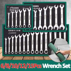 Ultra-thin Open End Wrench Set 6-27mm Plum Wrenches Combination Wrench Kit 6/8/10/12/15Pcs Universal Dual Heads Plum Spanner Set