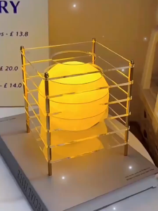 D126 Đèn Bàn Acrylic Hình Khối Nghệ Thuật – Thiết Kế Lồng Cầu Tròn Độc Lạ.Ánh Sáng Vàng Dịu Nhẹ.Món Quà Tặng Tinh Tế