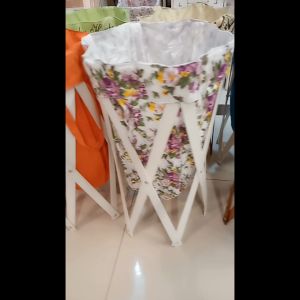 Foldable Laundry Standing Storage Bag with Wooden stand
