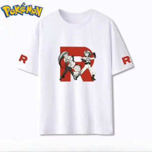 Pokémon Anime Team Rocket Creative Printed T-Shirt Mens and Womens Summer New Harajuku Loose Casual Trend Short Sleeve Top