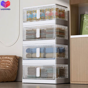 66CMตู้เก็บของเอนก ตู้ชั้นเก็บของ ตู้เก็บของพลาสติก 5ชั้น กล่องเก็บของพับเก็บได้ เป็มิตรต่อสิ่งแวดล้อม ประหยัดพื้นที่ มีล้อ พร้อมส่ง