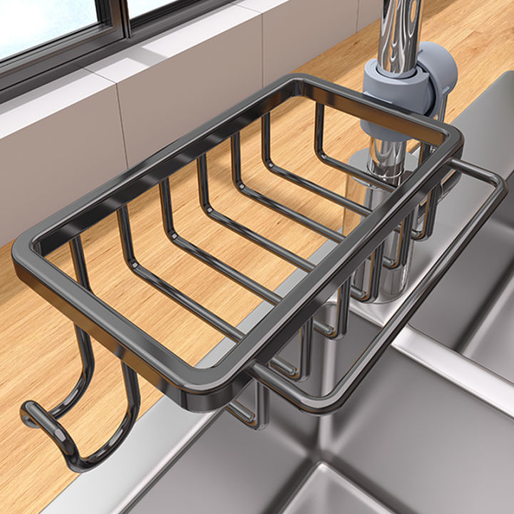 Kitchen Stainless Steel Faucet Storage Rack Sink Rag Sponge Draining