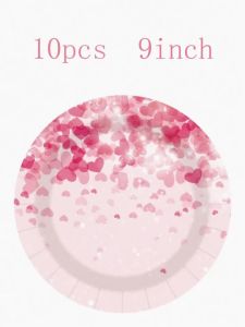 Pink Valentines Day Party Supplies Paper Tray Paper Cup Napkin Suitable for Engagement Wedding Anniversary Birthday Party