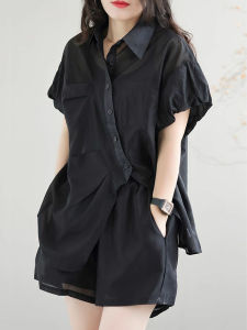Shalldoer | Irregular UV Protection Sport Set Short Sleeve Shirt Wide Leg Shorts