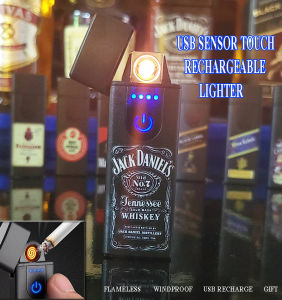 Famous Liquor Designed Fingerprint USB Rechargeable Windproof Flameless Lighter /Lighter AND JACK Match gift item