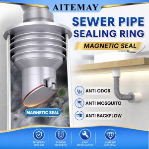 Aitemay 2Pcs Universal Silicone Floor Drain Seal Ring 35-65mm Anti-Odor Sewer Pipe Plug for Washing Machine Kitchen Bathroom Sink