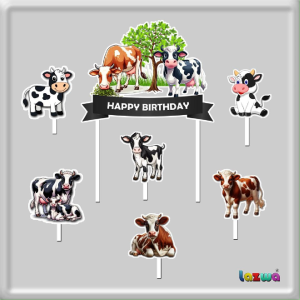 Topper cake sapi cow happy birthday hiasan kue & buket