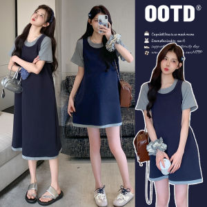 Pregnant Womens T-shirt Dress Loose and Slim Mid-length