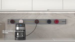 Movable Power Track Socket 8000W Universal Power Adapter Socket Outlet Modern Electric Wall Outlet with LED for Living Room Office Kitchen