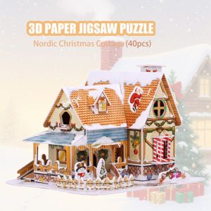 5 Style Christmas Castle Building 3D Puzzle Model Xmax House Architecture Construction Jigsaw Puzzles Toys Kids Christmas Gift