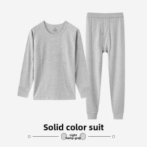 FuniBaoluo | Mens Pure Cotton Long Sleeve Base Layer Shirt Inner Wear Thermal Underwear Set Thin T-shirt Moisture Wicking Round Neck Top