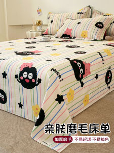 Thickened Brushed Pure Cotton Bedding Single Piece Winter Dormitory Bed Sheet Pillowcase Three-piece Set Thickened 2