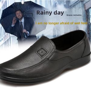 JIFANPAUL | Mens Black Leather-like Waterproof Anti-slip Work Shoes