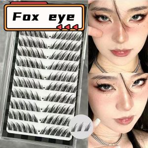MIAOJIE 12 แถว Fox ขนตาปลอมเดี่ยว Cluster Eyelash EXTENSION Segmented Lashes Fox Eye Effect Lashes ขนตาปลอม