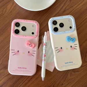 Sanrio | Korean Cute Cartoon Silicone Sanrio 3D Bow Print KT Phone Case For iPhone 17 Pro 16 15 Pro Max Shockproof Protective Soft Cover
