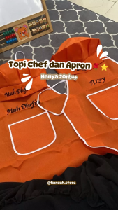 Topi Chef dan Apron Celemek Anak Request Bordir Nama