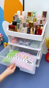 Rak Kosmetik 3 4 Laci Susun Tempat Make Up Penyimpanan Serbaguna Organizer Meja Aesthetic Putih