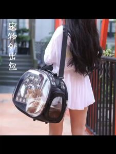 Transparent Pet Carrier Folding Cat Bag Portable Backpack Dog Breathable Foldable Travel Outdoor Carrier Package Handbag medium small Cats Dogs Travel Soft Kennel Pet Carrier Cage Crate