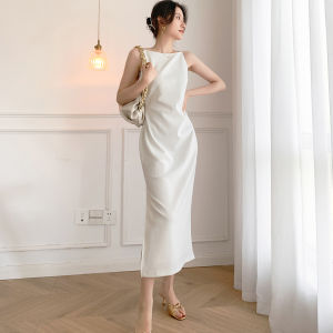 Audrey Hepburn Style White French Chiffon Maxi Dress Halter Neck