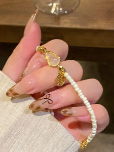 Silver Plated Lucky Gourd Bracelet for Women Imitation Agate Fashion Jewelry Lightweight Exquisite Hand Cord Bracelet