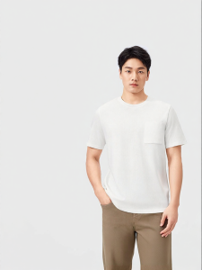 Purcotton | Cool Feel Knit Round Neck Water Shine Cotton T-Shirt Summer