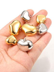 จี้รูปหัวใจไททาเนียมชุบทอง 18K จี้สร้อยคอ สร้อยข้อมือ อุปกรณ์ทำเครื่องประดับ DIY จี้รูปหัวใจว่าง