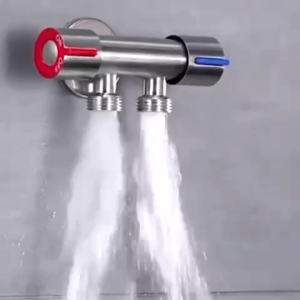 304 Stainless Steel Angle Valve 2 Way 1 2 Two Way Angle Valve 1/2" Angle Valve with Ring Cover for Faucet Toilet Set Valve Faucet 2 Way Multi-Function Standard Spout Angle Valve Two Out Double Water Double Control Angle Valve Faucet