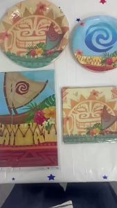 Bộ Đồ Dùng Tiệc Sinh Nhật Moana Chủ Đề Khám Phá Đại Dương Bao Gồm Đĩa Khăn Trải Bàn Cốc Khăn Ăn & Băng Rôn Dùng Một Lần Thích Hợp Cho Tiệc Chào Đón Em Bé