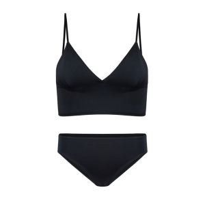 Comfortable Soft Deep V Triangle Cup Bra Vest Style Underwear by the Blender Brand Nylon Fabric No Steel Ring Fixed Strap