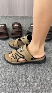 EPSHOME Sandals: Thick Sole Anti-Slip Cowhide Beach Shoes & Non-Slip Mens Flip-Flops