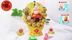 Tháp tỏi phong thủy mèo neko vẫy tay năng lượng có đèn - TỎI CÁT TƯỜNG