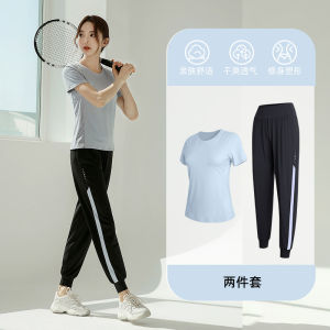 Womens Yoga Fitness Sportswear Set Breathable Quick Dry Thin Professional Morning Run Clothes Summer Mesh Combination