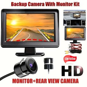 HD 4.3In Car Backup Monitor Rearview Camera Kit Universal For Reversing Parking SUV Vehicles Pickup Camper Tractor Van Truck Etc