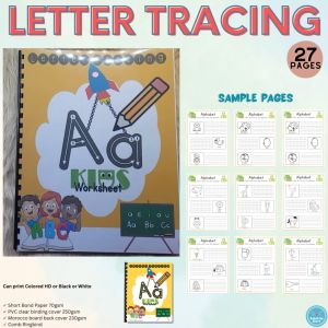 LETTER TRACING Workbook Worksheets Preschool Kindergarten Toddler Kids Home School Activity