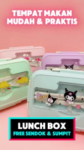 Lunch Box 204 Sanrio Lunch Box Kotak Bekal Anti Tumpah 3 Grid / Sanrio Lunch Box Set Kotak Makan