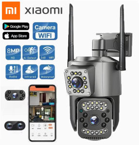 XIAOMI CCTV Camera Connect Cellphone 4K 1080P 8MP HD Wifi Connect With Dual Lens Dual Screen Al Auto Tracking Outdoor Waterproof Two Way Audio With Recorder Wireless
