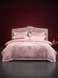 Mercury | Wedding Dragon Phoenix Embroidery 60-Count Long-Staple Cotton Sateen Sheet Set