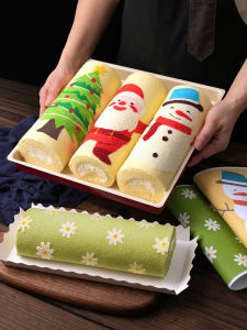 เค้กโรลลิ่งคริสมาสต์ชุดแม่พิมพ์ถาดอบขนมอบลายดอกเดซี่มนุษย์หิมะเชอร์รี่พิมพ์ลายภาพวาดสี